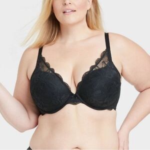 Auden NWT Push-up Lace Plunge Coverage Bra in Black Size 40DDD
